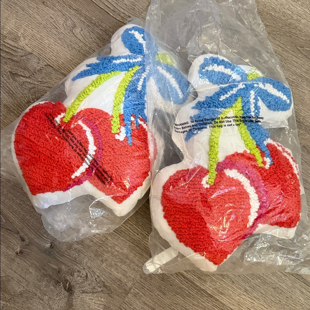 Two Cherry Shaped Pillow with Colorful Accents - Picture 2 of 2